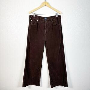 Citizens of Humanity Paloma Baggy Wide Leg Corduroy Pants Chocolate Brown 32‎